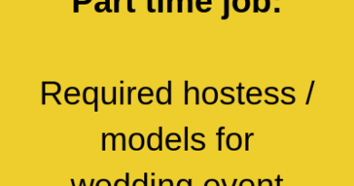 Part time job Required hostess models for wedding event