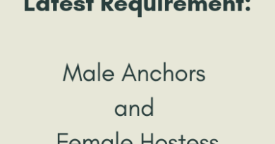 Latest Requirement Male Anchors Female Hostess