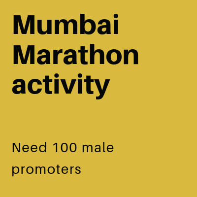 Mumbai Marathon activity need male promoters