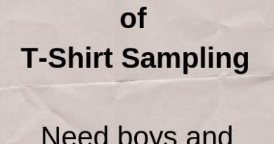 Part Time Job T shirt Sampling need boys and girls