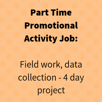Part Time Promotional Activity Job Field work data collection