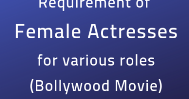 Requirement of Female Actresses for various roles Bollywood Movie