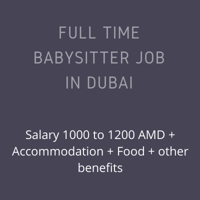 Full time babysitter job in Dubai