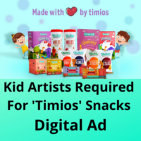 Kid artists for 'Timios' snacks digital ad