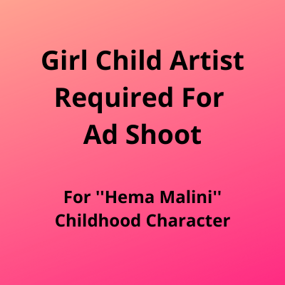Child artist required for an ad shoot