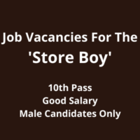 Job vacancies for the 'Store Boy'