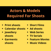 Actors and Models required for shoots