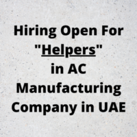 Hiring for manufacturing company in UAE