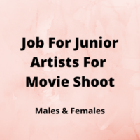 Job for junior artists for movie shoot