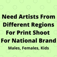 Artists for print shoot for a National brand