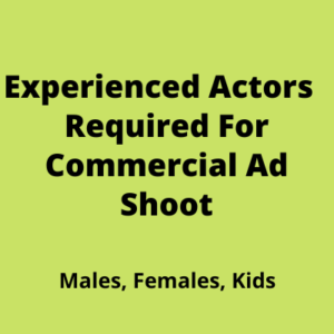 Experienced actors for commercial ad shoot