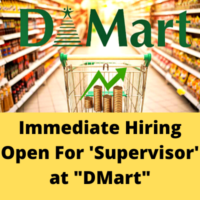 Immediate hiring open for 'Supervisor' at DMart
