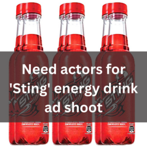 Need actors for 'Sting' energy drink ad shoot