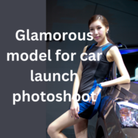 Glamorous model for car launch photoshoot