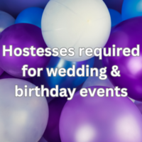 Hostesses required for wedding & birthday events