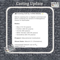 Need actors for upcoming digital ad in Bangalore